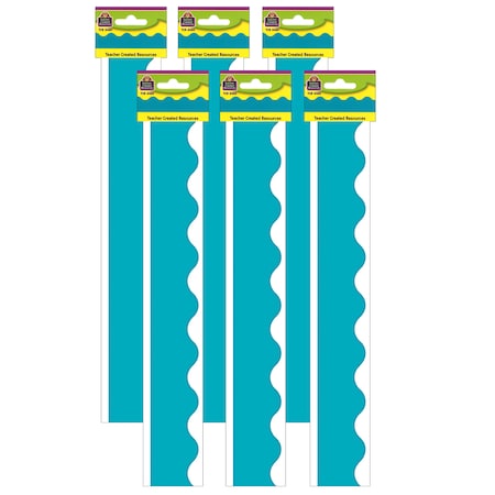 Teacher Created Resources Teal (solid) Scalloped Border Trim, 35 Feet/Pack, PK6 TCR5450
